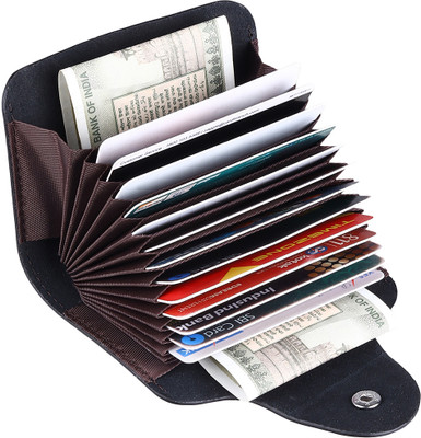 StealODeal Black Leather Credit/Debit 15 Card Holder(Set of 1, Black)