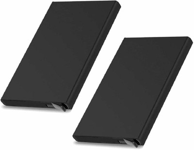 PEACORA Black Metal Unisex RFID Blocking Wallet (Pack of 2) 6 Card Holder(Set of 2, Black)