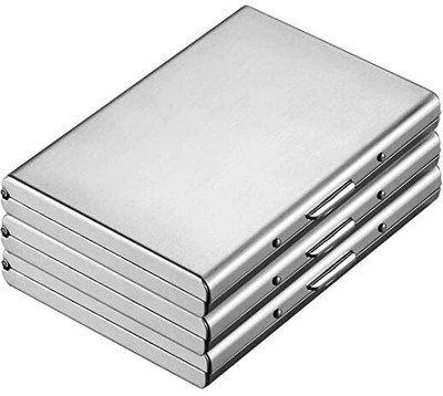 Classium Secure and Stylish RFID Blocking Metal Cardholder for Your Peace of Mind 6 Card Holder(Set of 3, Silver)