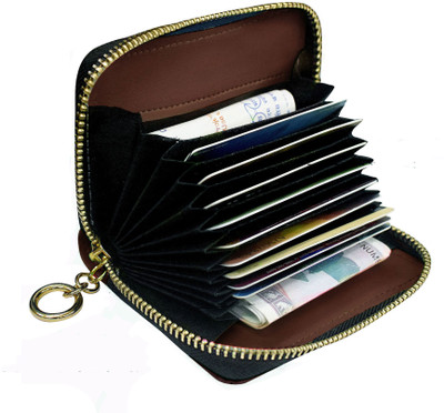 VEGAN RFID Protected Leather Credit Debit Card Holder for Men and Women Wallet 9 Card Holder(Set of 1, Brown)
