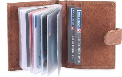 HIDE & SLEEK Card Holder 20 Card Holder(Set of 1, Brown)