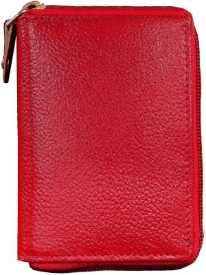 ABYS Genuine Leather Maroon Card Holder||Credit Card Holder |Debit Card holder with Zip closure For Men And Women 15 Card Holder(Set of 1, Maroon)