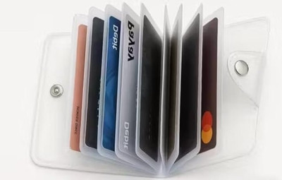 ADA Transparent ID Card Holder/Badge Crystal Clear, Lockable Features 8 Card Holder(Set of 5, White)