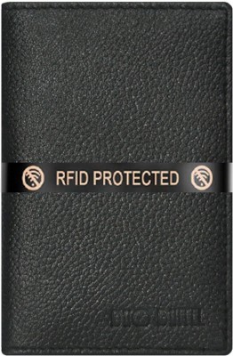 DUO DUFFEL RFID Protected Genuine Black Leather Slot 8 Card Holder(Set of 1, Black)