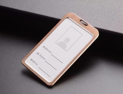 GPN PRINT Natural Hard Metal (Aluminum Alloy) PVC ID Card Holder/Badge with Scratch Guard 1 Card Holder(Set of 1, Brown)