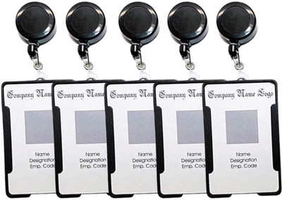 GPN PRINT Combo Pack of Black ID Card Holder with Retractable Reel YOYO Made in India 6 Card Holder(Set of 5, Black)
