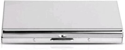 QUAKEL White Genuine Leather & Stainless Steel Credit Card Holder Business6 Card Holder 6 Card Holder(Set of 1, Silver)