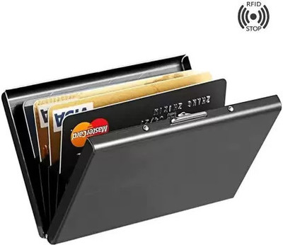 Vozica Xelcis RFID Blocking Aluminium ATM/Credit/Debit For Men & Women Slots 1 Card Holder(Set of 1, Black)