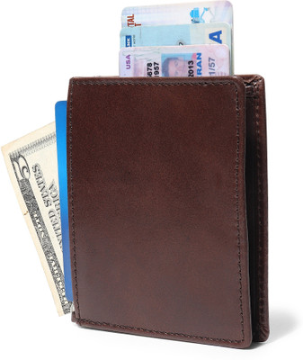 Jungler RFID Blocking Minimalist Genuine Leather Minimalist Wallet Slim Front Pocket Card Wallet Credit Card Holder With Note Compartment 8 Card Holder(Set of 1, Brown)