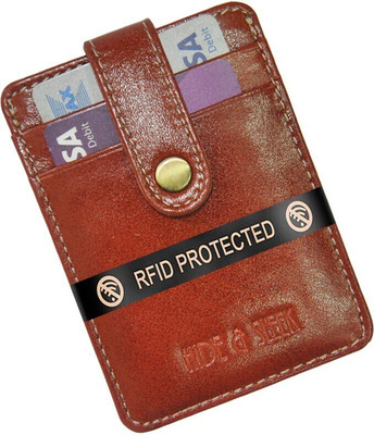 HIDE & SLEEK Card Holder 3 Card Holder(Set of 1, Brown)