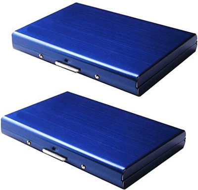 Classium The Ultimate Metal Cardholder for Your Everyday Essentials With RFID Protection 6 Card Holder(Set of 2, Blue)
