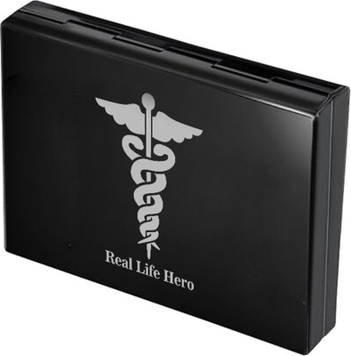 StealODeal RFID Blocking Long Lasting Black Metal Laser Print Credit/Debit/ATM Slots 10 Card Holder(Set of 1, Black)