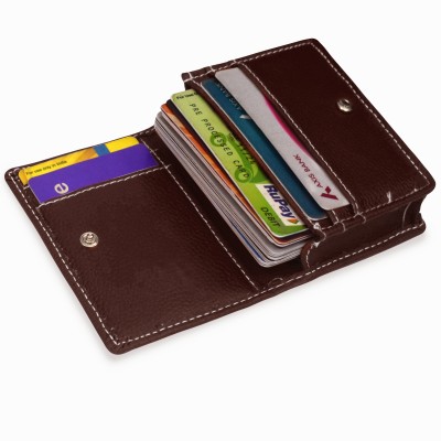 MATSS Artificial Leather Cherry Card Holder||Card Case||Debit Card Holder||Money Clip||Credit Card Holder||ATM Card Case Men & Women 10 Card Holder(Set of 1, Brown)