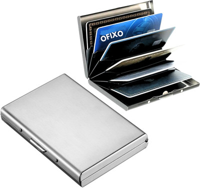 OFIXO Purse Type Well Looking Men's Debit/Credit/Visa Stylish Metal Silver Pocket ATM 6 Card Holder (Set of 1, Silver) 6 Card Holder(Set of 1, Silver)