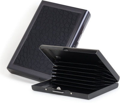 Flipkart SmartBuy RFID Blocking Unisex Metal Credit\Debit ATM With PU- 8 Card Holder(Set of 1, Black)