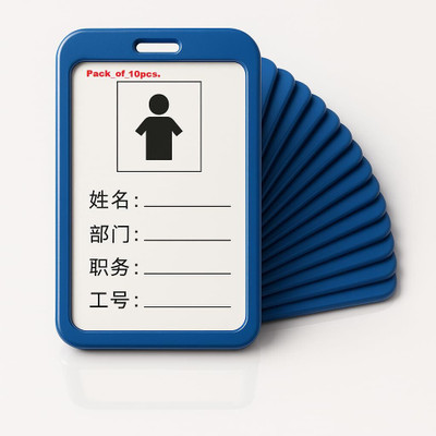 GPN PRINT Natural Hard Metal (Aluminum Alloy) PVC ID Card Holder/Badge with Scratch Guard 10 Card Holder(Set of 10, Blue)