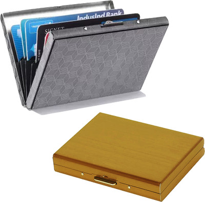 StealODeal Rose Gold Stainless Steel 8 Slot with Black illusion High Quality 6 Card Holder(Set of 2, Black, Gold)