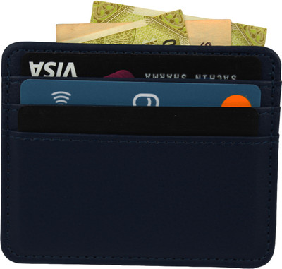PINMORA Dark Blue Pu Leather 4 Card Holder(Set of 1, Blue)