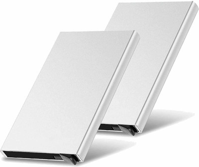 PEACORA Credit/Debit Card Holder Up with Sliding Slim Wallet (Pack of 2) (Silver 2) 6 Card Holder(Set of 2, Silver)