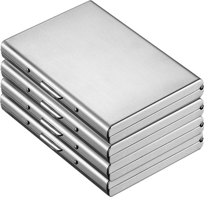 Flipkart SmartBuy Exclusive Silver |Pack of 4| Water-Resistant Stainless Steel Case For Men & Women 6 Card Holder(Set of 4, Silver)