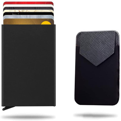 Quickpick Premium Aluminium Series 7 Card Holder(Set of 1, Black)