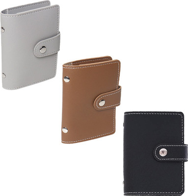 Encelade 24 Card Holder(Set of 3, Brown, Black, Grey)