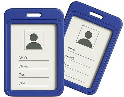 GPN PRINT Natural Hard Metal (Aluminum Alloy) PVC ID Card Holder/Badge with Scratch Guard 2 Card Holder(Set of 2, Blue)