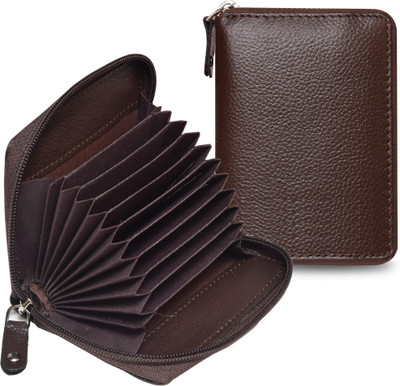 ABYS Genuine Leather Unisex RFID Protected Debit| Credit| ATM 9 Slots 7 Card Holder(Set of 1, Brown)