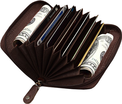 VEGAN Genuine Leather Credit Debit Card Holder for Men and Women Wallet 9 Card Holder(Set of 1, Brown)