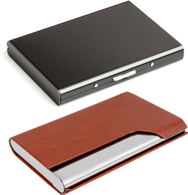 OFIXO Steel Credit Card Holder, Wallet Slim Metal Case 6 Card Holder(Set of 2, Multicolor)