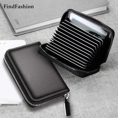 ZIARO PU Leather Wallet with Zipper | RFID Blocking Card Holder Zipper Wallet 10 Card Holder(Set of 1, Black)