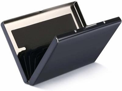 Haimac 8 Slots RFID Blocking Metal for Men & Women (9.5cm x 6.7cm x 1.5cm,Black) 8 Card Holder(Set of 1, Black)