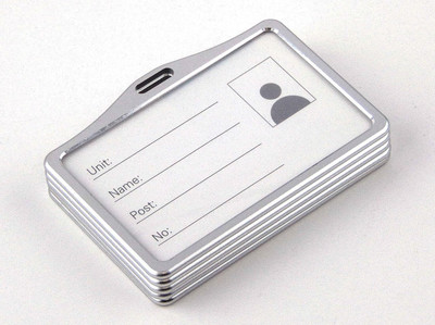 IVYPRINTS Natural Hard Metal Vertical Double Side ID Card Holders 1 Card Holder(Set of 4, Silver)