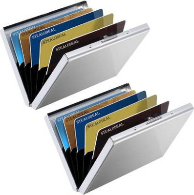 PeepalComm 6 Card Holder(Set of 2, Silver)