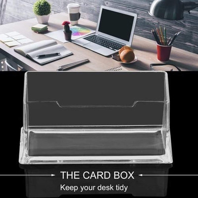 Kebica Visiting Card Stand Step 1 Card Holder Acrylic Unbreakablefor Office desk 100 Card Holder(Set of 1, White)