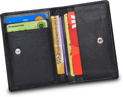 ABYS Genuine Leather Card Case for Men Women Wallet RFID Protected Card Holder 4 Card Holder(Set of 1, Black)