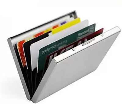 Classium Silver RFID Protected Metal Business ATM/Credit/Debit Man/Woman 6 Card Holder(Set of 1, Silver)
