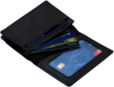 HIDE & SLEEK RFID Protected Genuine Leather 10 Card Holder(Set of 1, Black)