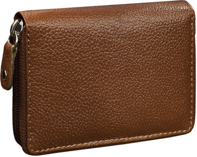 ABYS Genuine Leather 9 Slots Credit/Debit/ATM Card Holder RFID Protected 9 Card Holder(Set of 1, Tan)