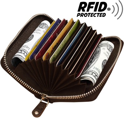 ABYS Leather RFID Blocking 9 Slots Card Holder for Men | Ladies Purse Wallet 9 Card Holder(Set of 1, Brown)