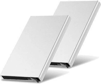 PEACORA 50 Card Holder(Set of 2, Silver)