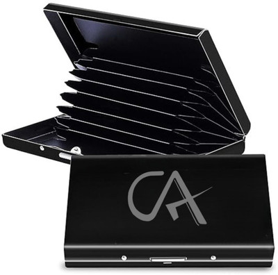 StealODeal The Ultimate Metal Credit/Debit Cardholder with CA Print Slot 8 Card Holder(Set of 1, Black)