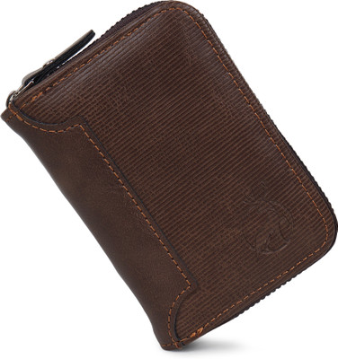 StealODeal Premium PU Leather 9 Card Slot |2Cash Slot Dark Brown Zip Debit/Credit Atm 10 Card Holder(Set of 1, Brown)