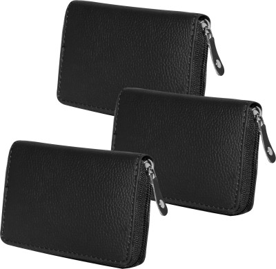 GREEN DRAGONFLY® Leather Wallet, Debit/ Credit Card Holder For Men Women 7 Card Holder(Set of 3, Black)