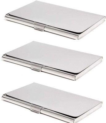 GSV Steel ATM/Visiting/credit Card Holder, Business Card Case Holder 6 Card Holder(Set of 3, Silver)
