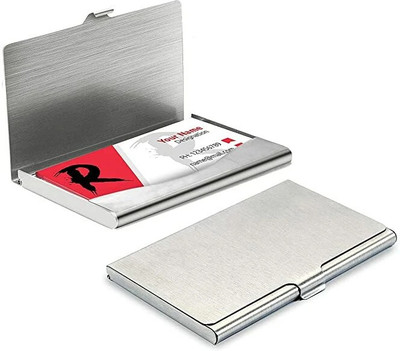 Adoere ATM Visiting Credit Card Business Stainless Steel Pocket Card Holder - Silver 6 Card Holder(Set of 2, Silver)