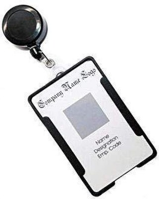 HATHIYANI ID Card Holder with Retractable Yoyo|Can Be Used as Vertical or Horizontal 1 Card Holder(Set of 10, Black)