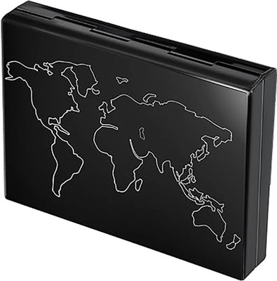Flipkart SmartBuy RFID Blocking Metal Laser Print World Map Credit/Debit 10 Card Holder(Set of 1, Black)