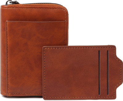 StealODeal Long-Lasting PU Leather Brown Tan Wash Credit/Debit Atm Wallet 12 Card Holder(Set of 1, Brown, Tan)