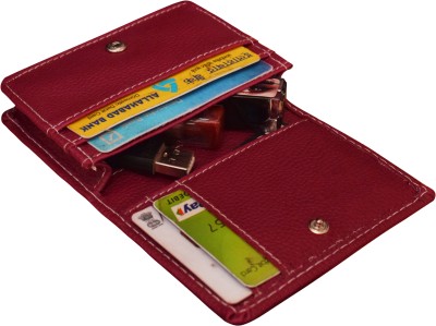 MATSS Artificial Leather Credit & Debit Card Holder For Men & Women 4 Card Holder(Set of 1, Pink)